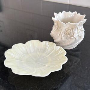 Vintage Belleek Trinket Dish and Spill Vase